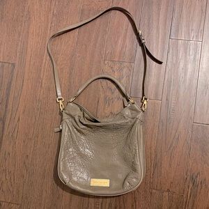 Marc by Marc Jacobs taupe leather expandable hobo crossbody bag